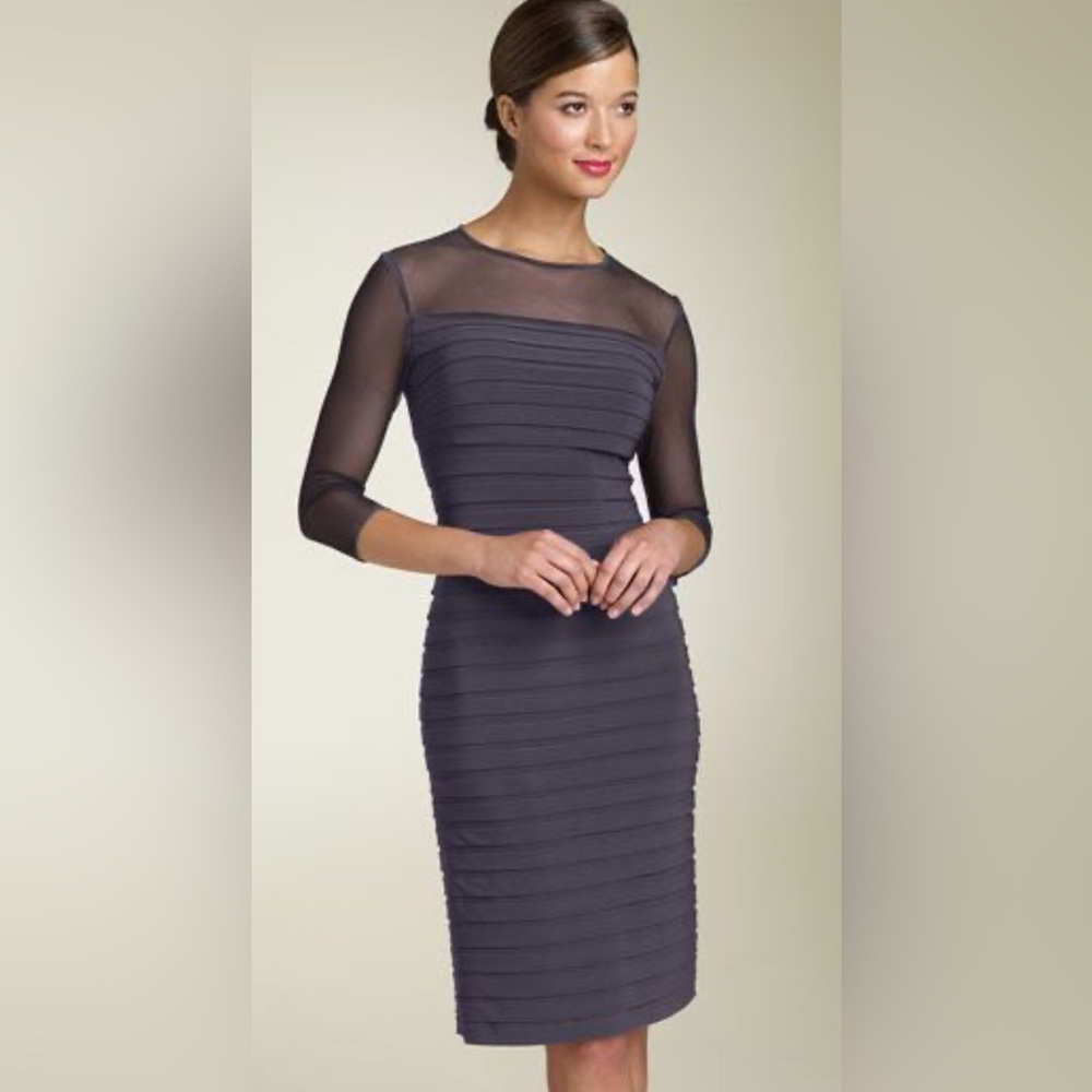 Adrianna Papell Gray Long Sleeve Dress